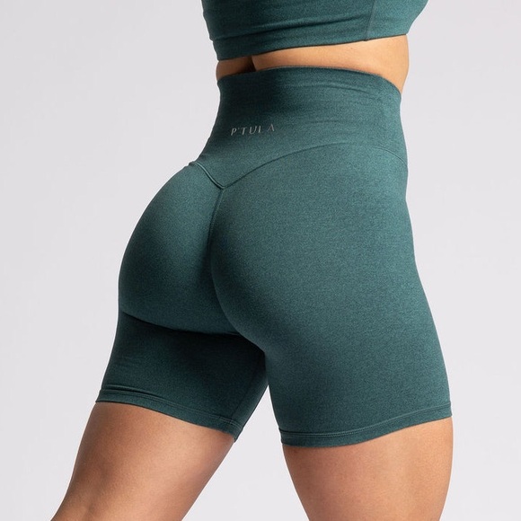 P'tula High-Waisted Compression Barepro Sea Green Shorts Size Small - Picture 2 of 10